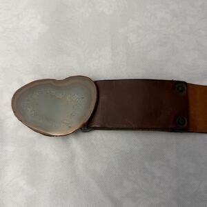 VTG The Highwayman Brazilian Agate Buckle Steerhide Leather Belt XXL Western